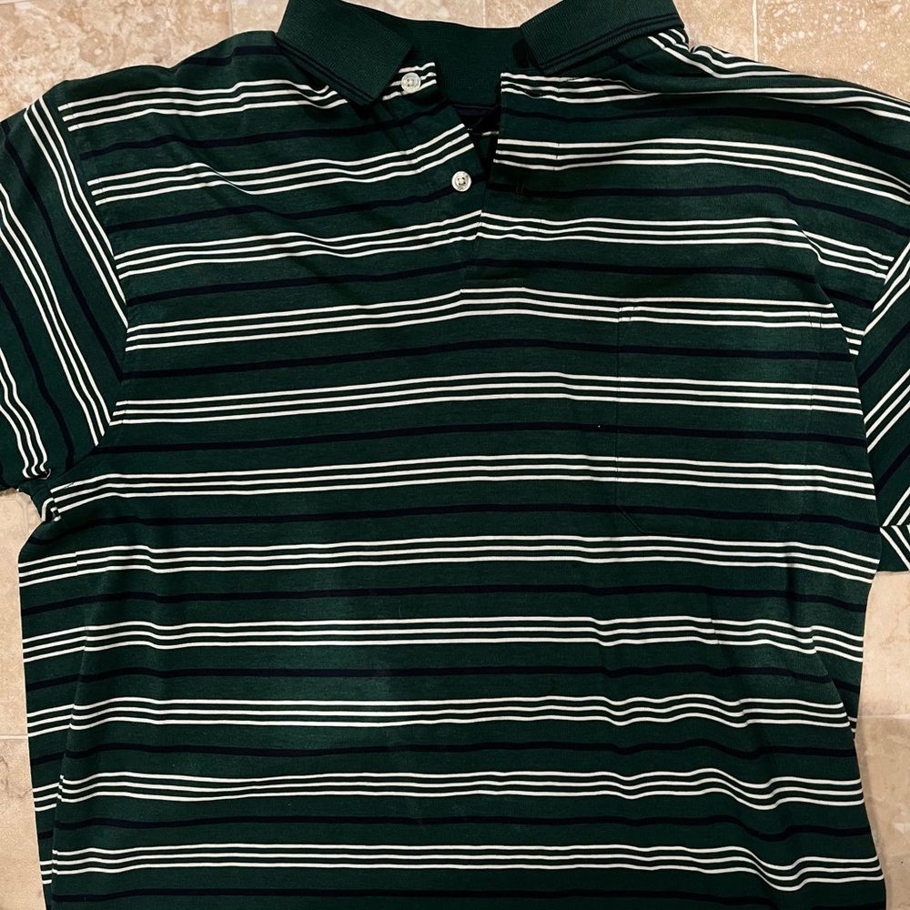 Puritan Green Polo with Stripes